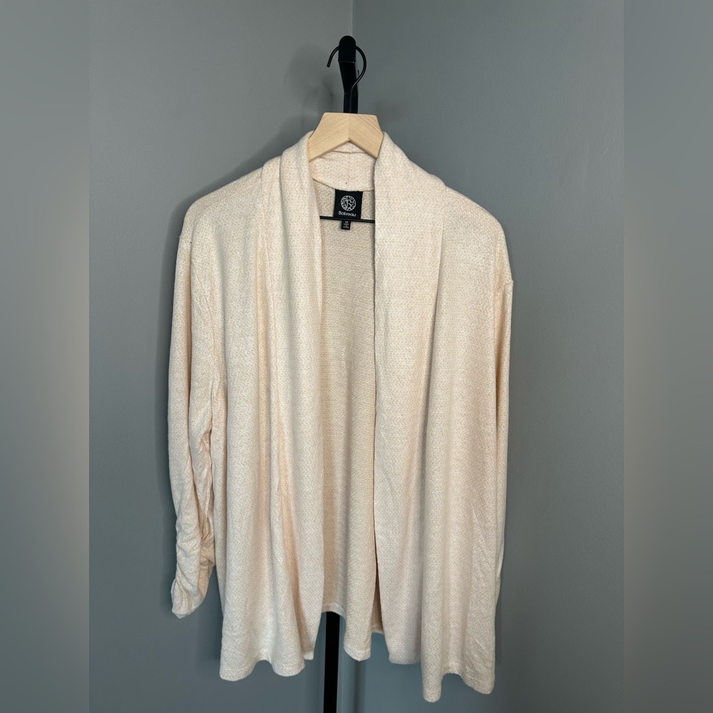 Bobeau Light‎ Peach/Cream Open Front Cardigan Size 1X NWOT